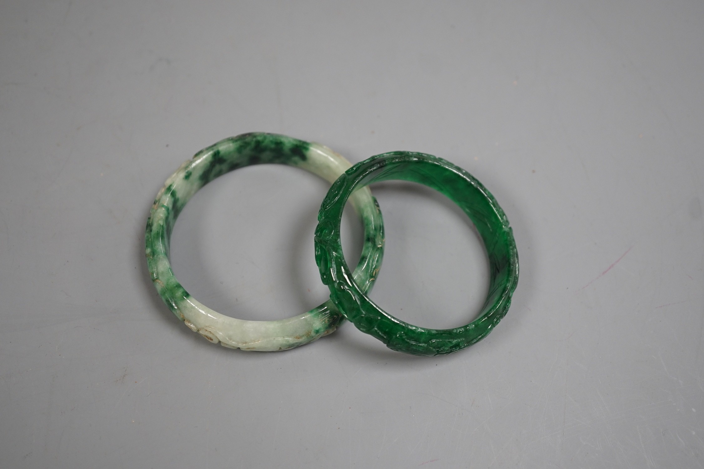 Two Chinese jadeite bangles